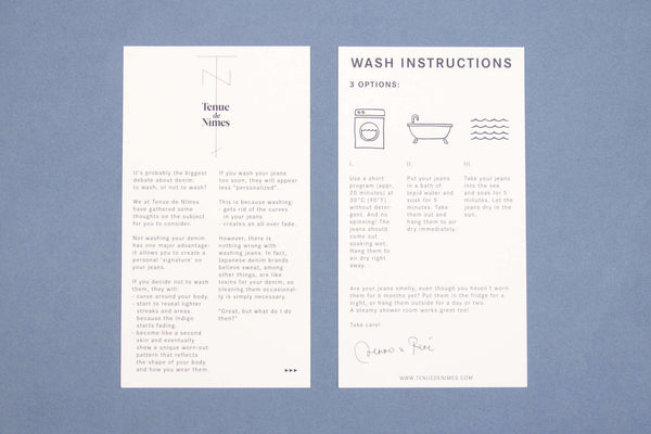 TENUE DE NÎMES DRY DENIM WASH INSTRUCTIONS – Tenue de Nîmes
