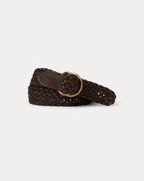 RRL Braided Leather Belt Dark Brown Belts Men