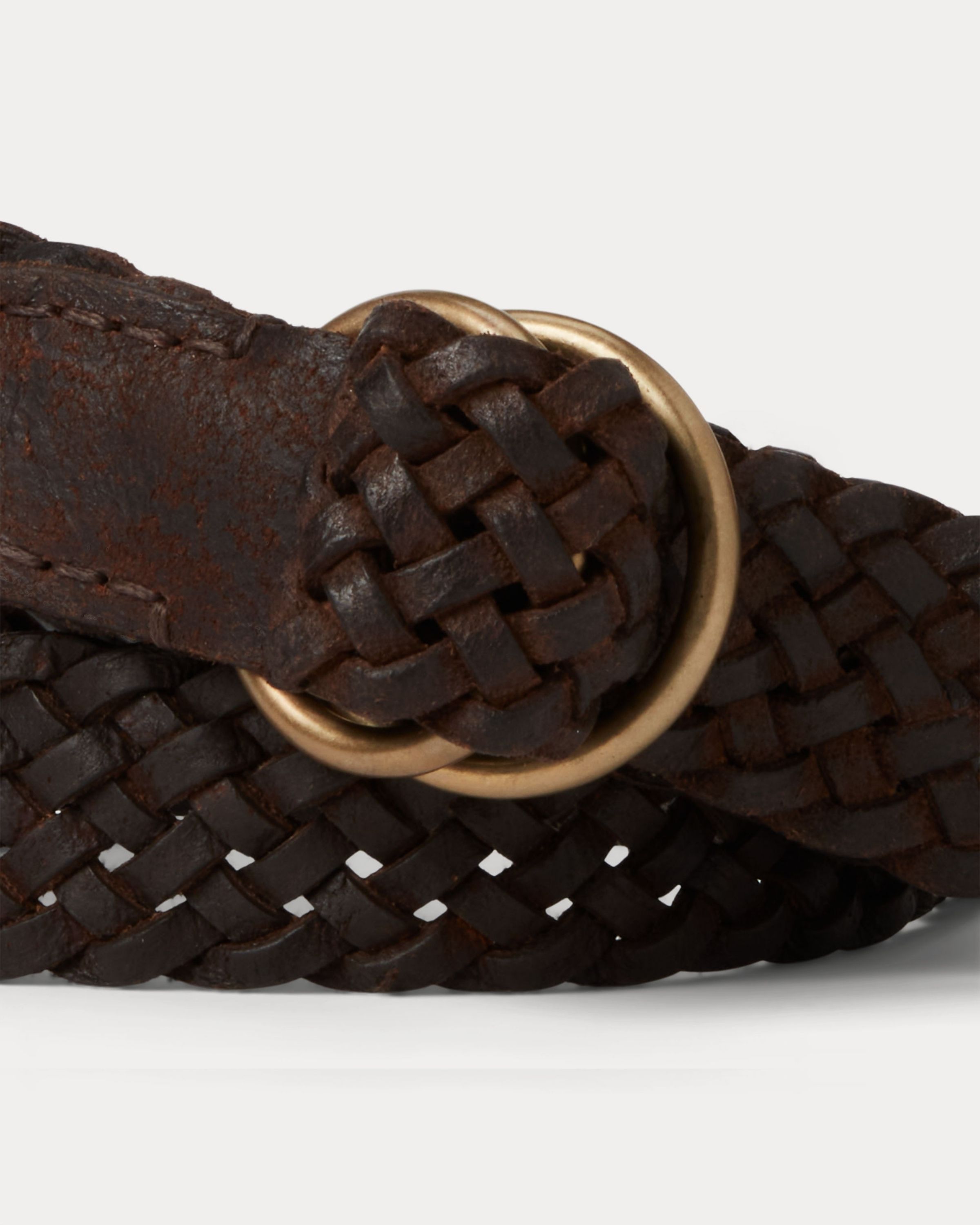 RRL Braided Leather Belt Dark Brown Belts Men