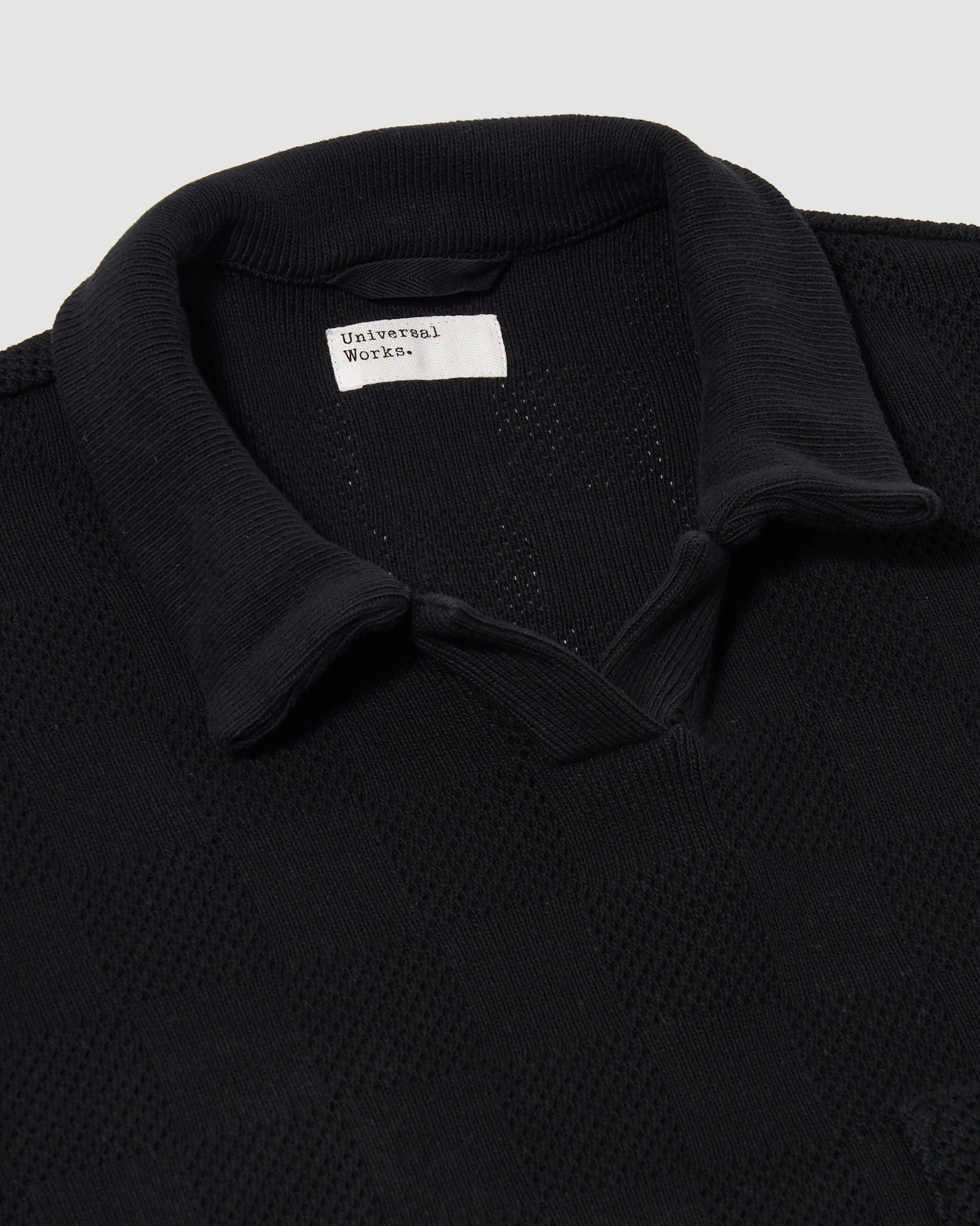 Universal Works Vacation Polo Black T-shirt S/S Men