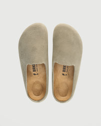 Birkenstock Amsterdam Wrapped Suede Taupe Shoes Leather Unisex