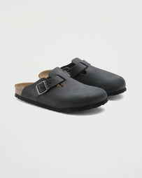 Birkenstock Boston Black Waxy Shoes Leather Unisex