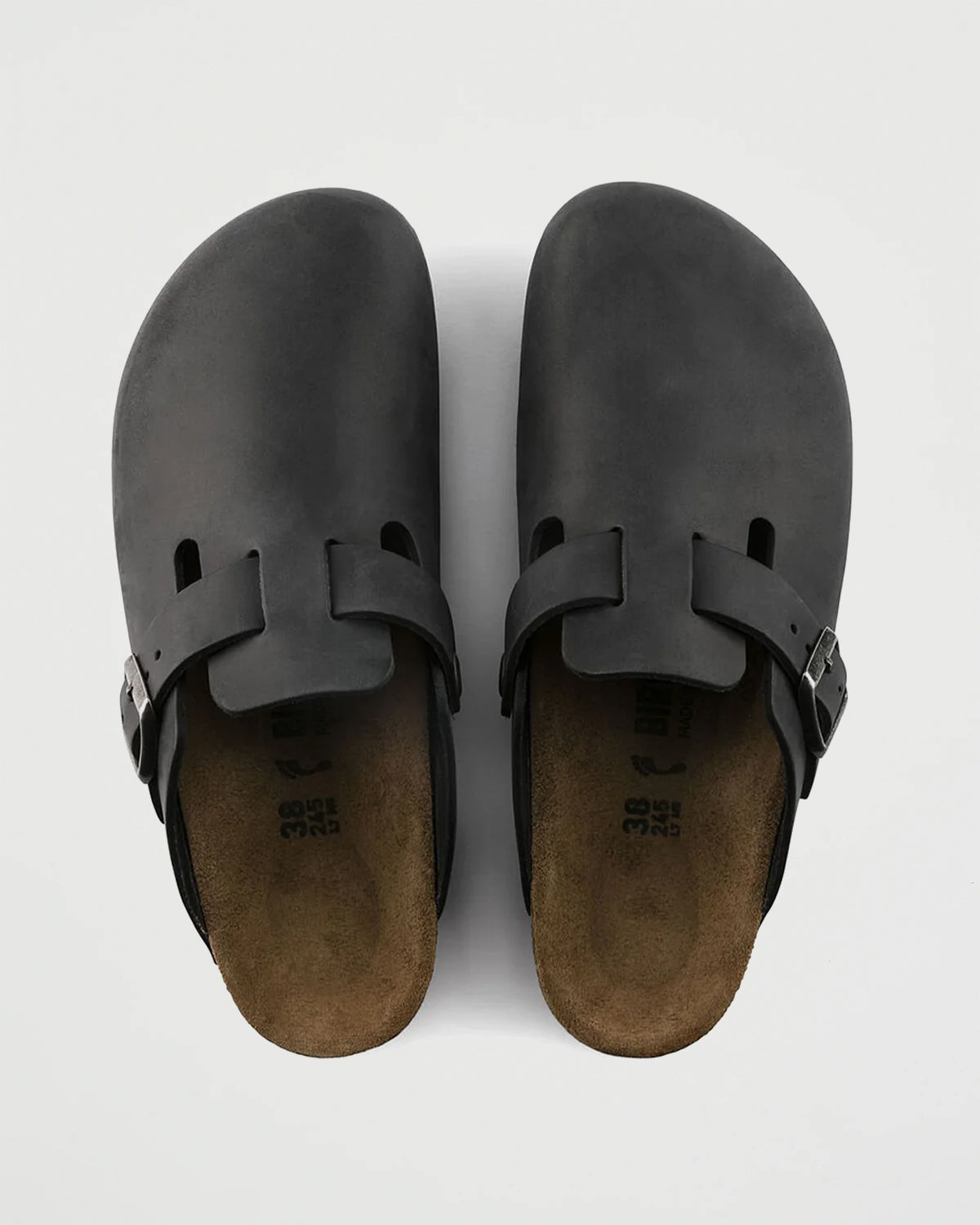 Birkenstock Boston Black Waxy Shoes Leather Unisex
