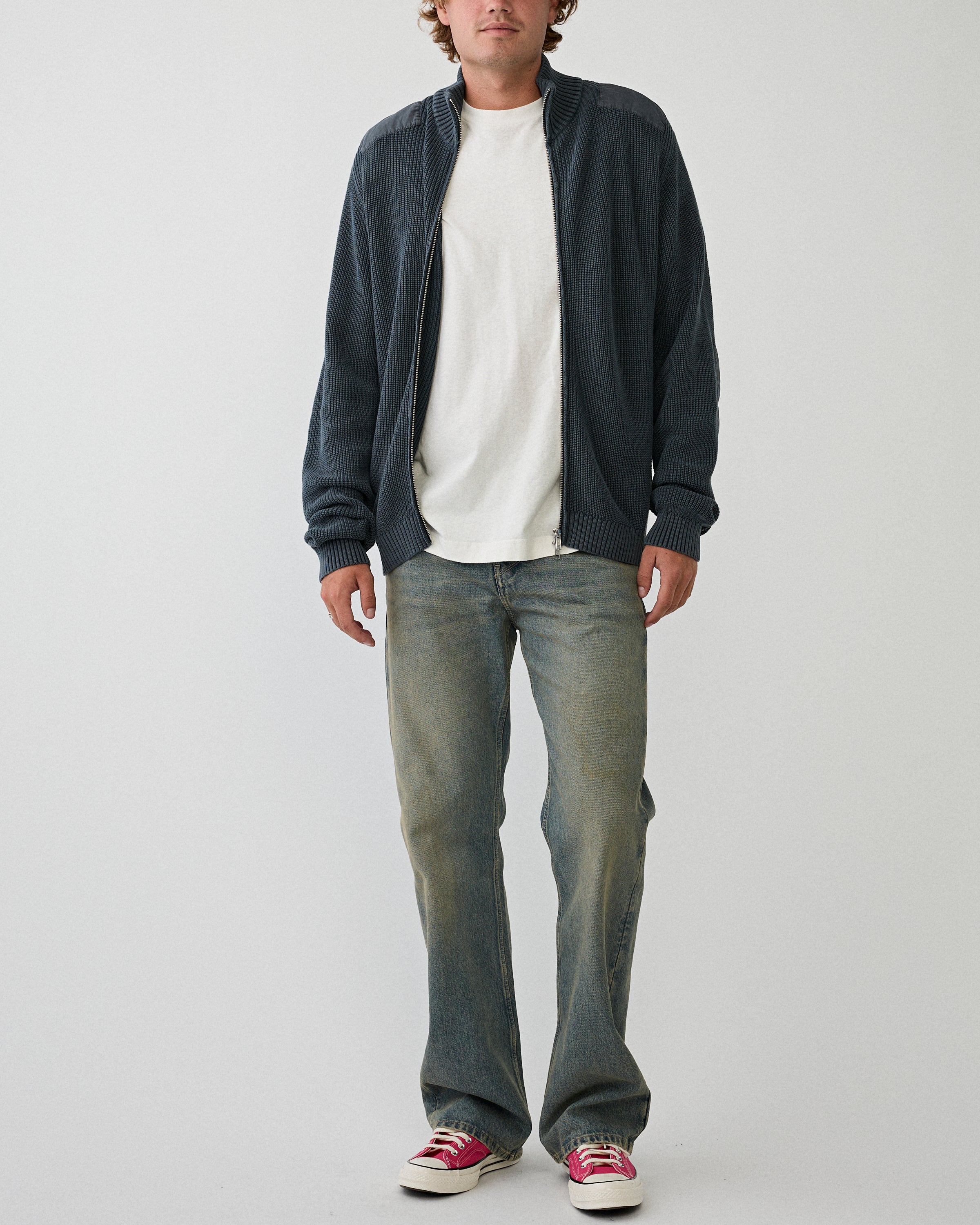 Stockholm Surfboard Club Voy Zip Sweat Washed Black Sweater Men