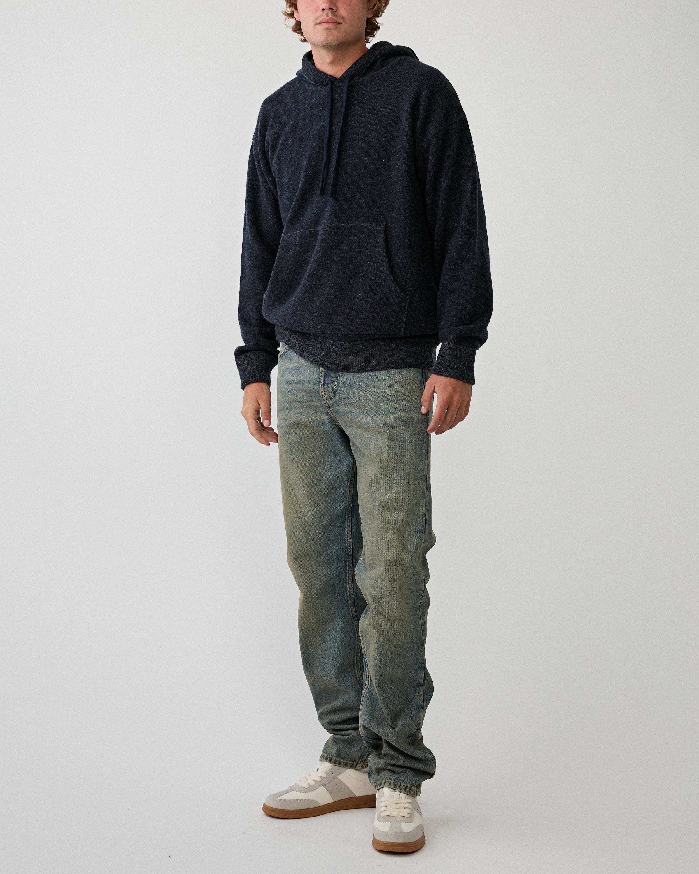 Roberto Collina Cappuccio Hoodie ML Navy / Grigio Knitwear Men