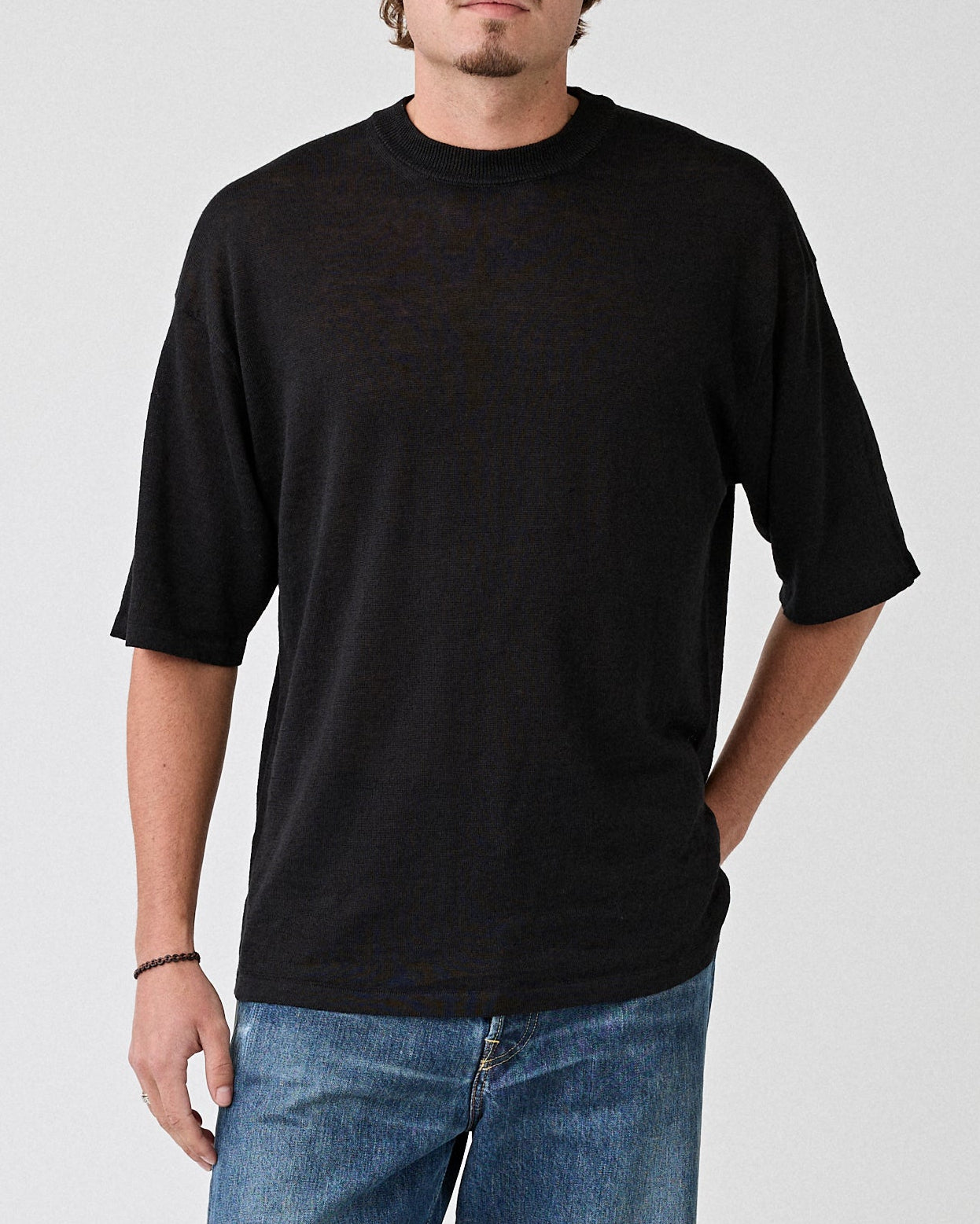Roberto Collina Girocollo MC Comfort Fit Nero Knitwear Men