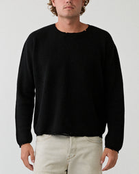 SECOND/LAYER Friends Waffle Knit Sweater Black Knitwear Men