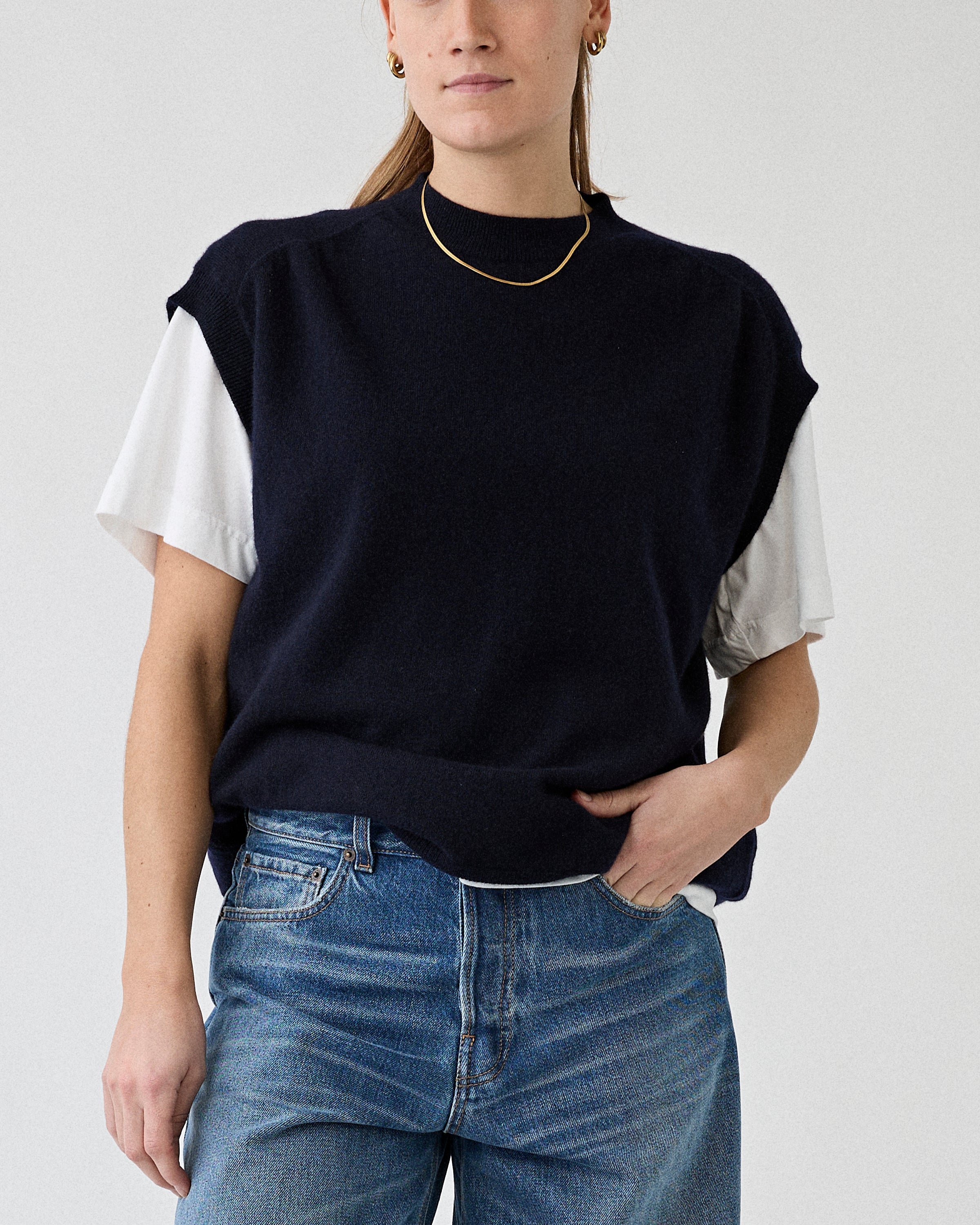 Sophie D'Hoore Sleeveless Pullover Midnight Sweater Women