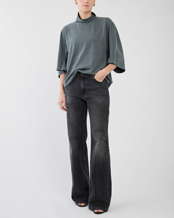 Haikure Korea Authentic Black Wash Cut Denim Women