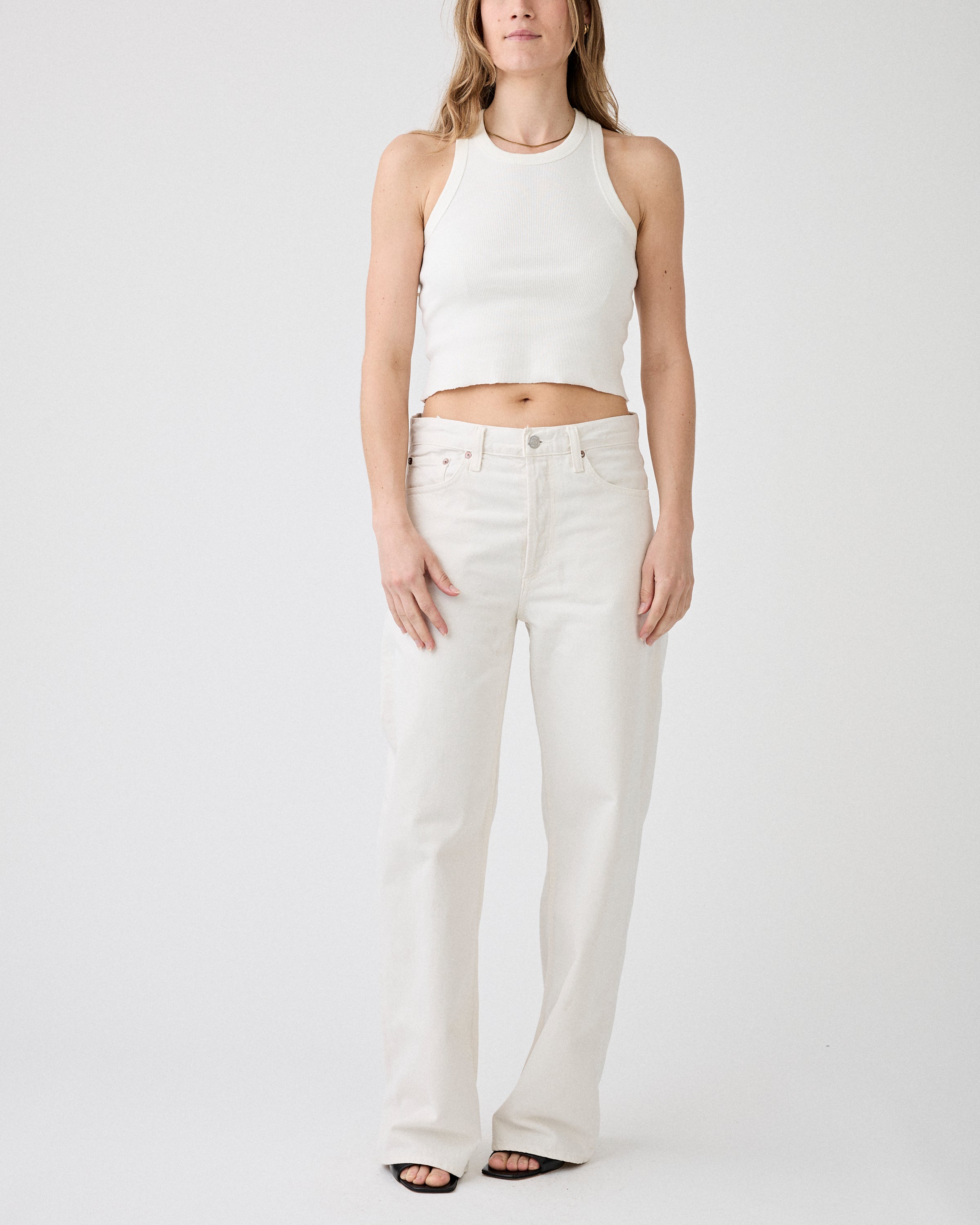 AgoldE Arc Jean Chalk White Denim Women