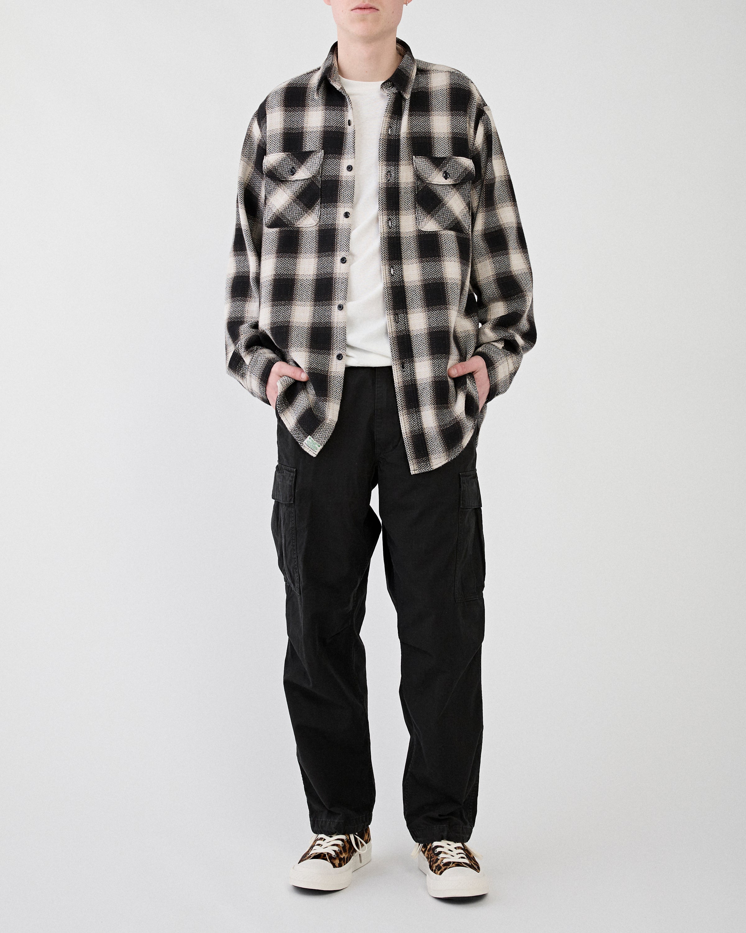 OrSlow Heavyweight Flannel Check Black Shirt L/S Men