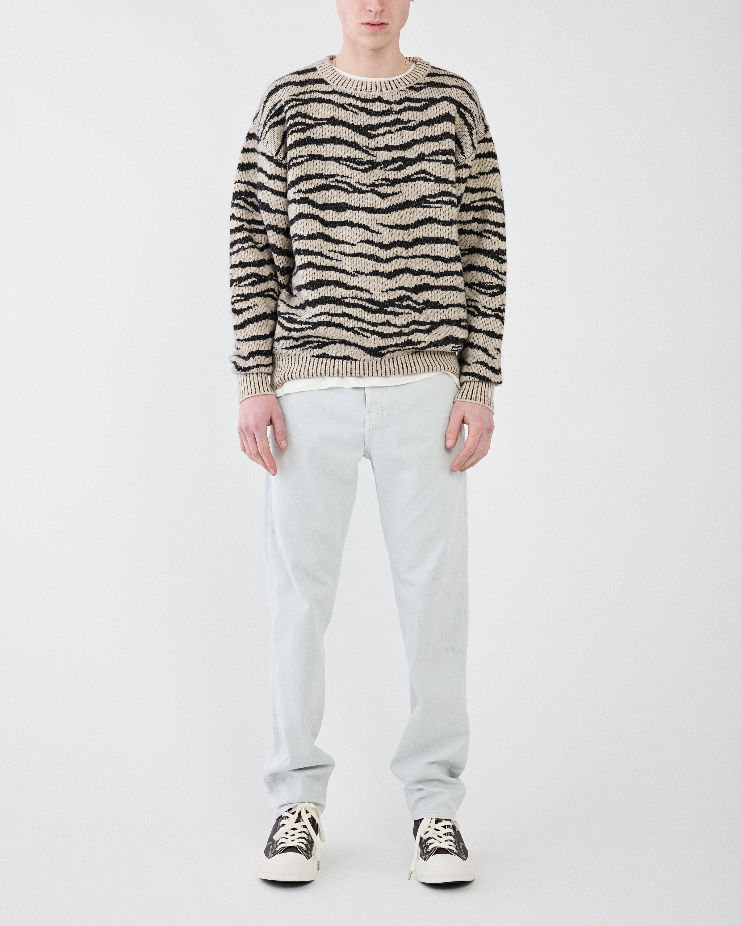 Wacko Maria Tiger Mohair Crew Neck Sweater Ivory Sweater Men