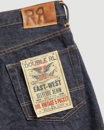 RRL Vintage 5 Pocket Full Length Straight East/West Rinse Denim Men