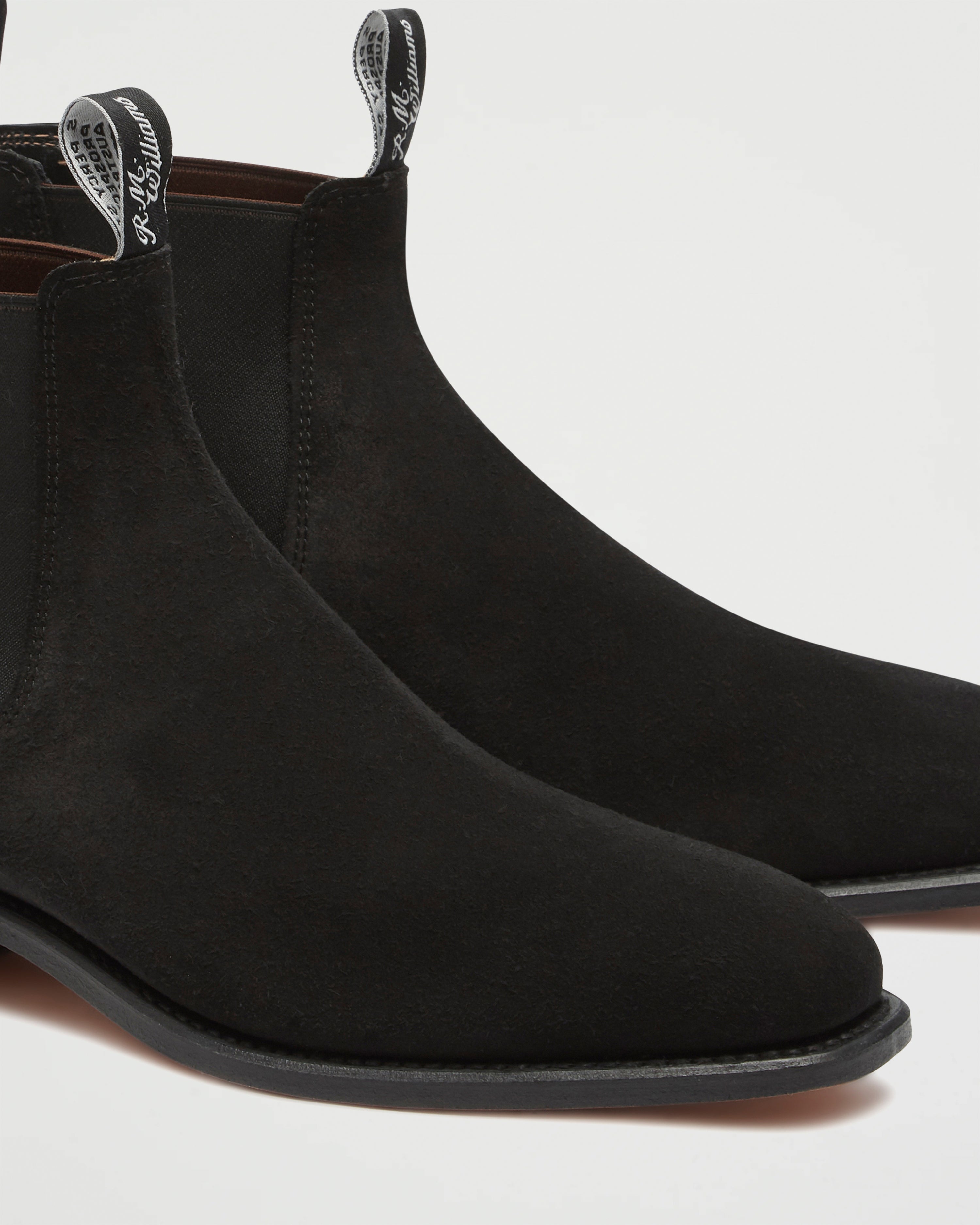 R.M. Williams Craftsman Black Yearling Suede Shoes Leather Men