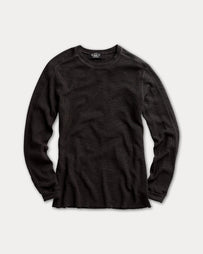RRL Waffle Knit Crewneck Faded Black Knitwear Men